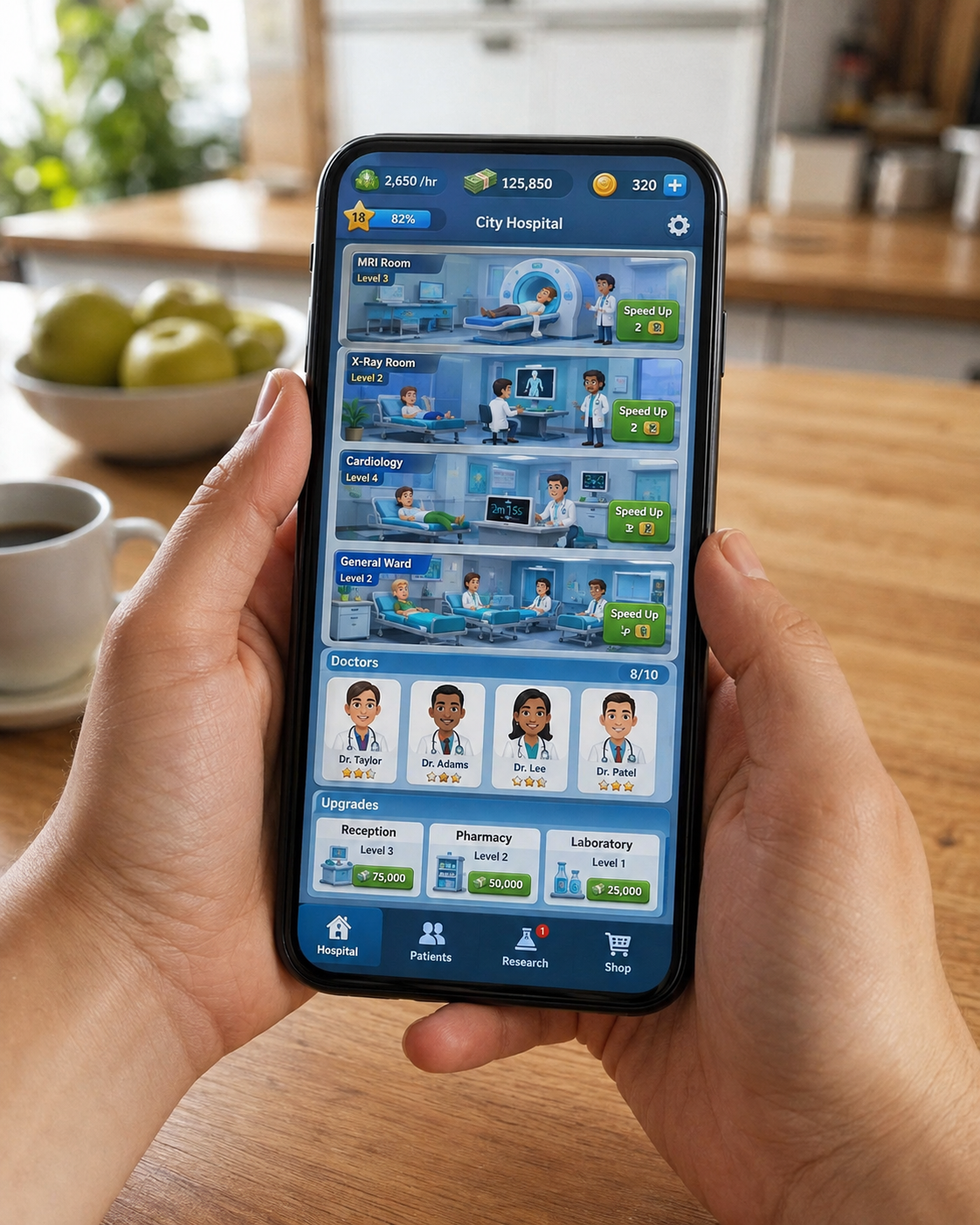 Smartphone displaying a fictional mobile game interface during the ForgeEchoCrown Australian gaming technology exhibition